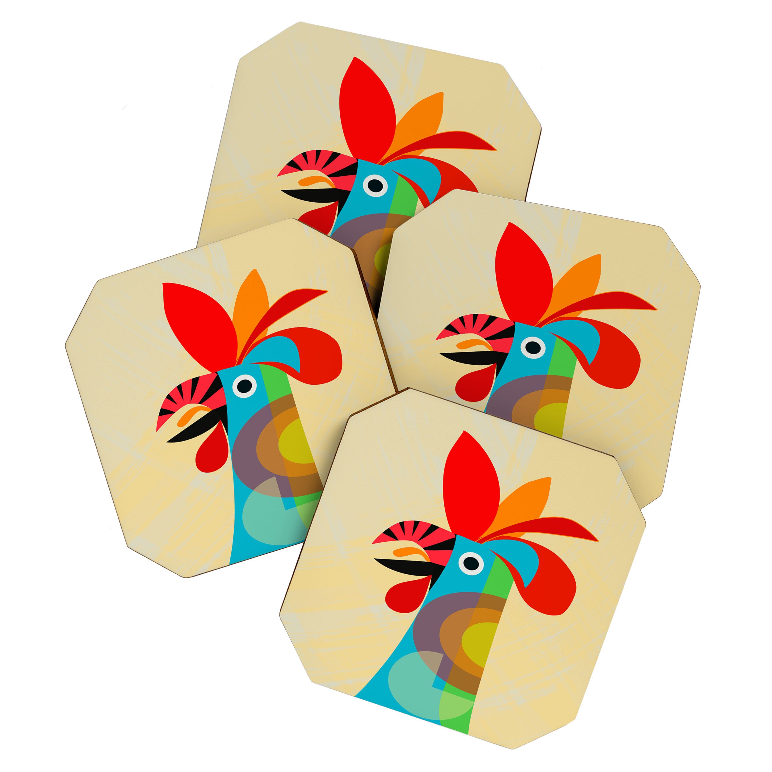Rooster in bold colors Coaster Gallery Image 1