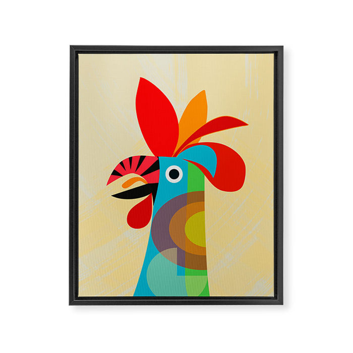 Rooster in bold colors Framed Canvas Print Gallery Image 1