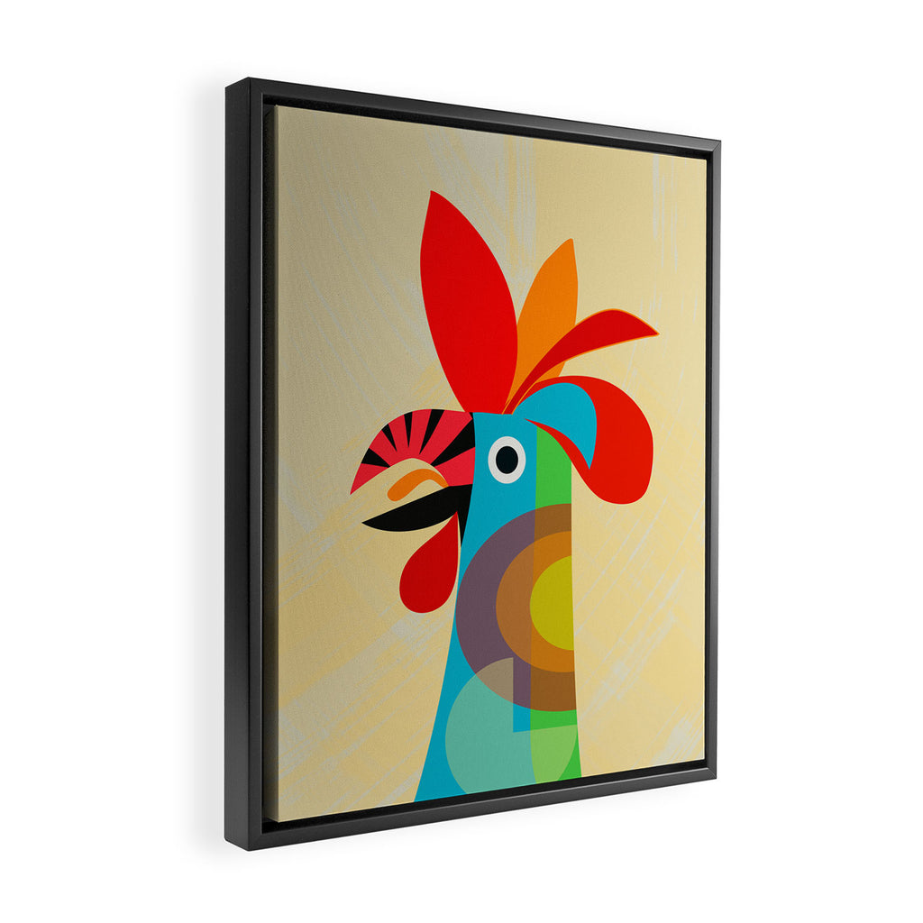 Rooster in bold colors Framed Canvas Print Gallery Image 2