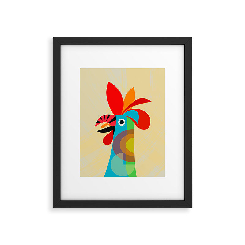 Rooster in bold colors Framed Art Print Gallery Image 6