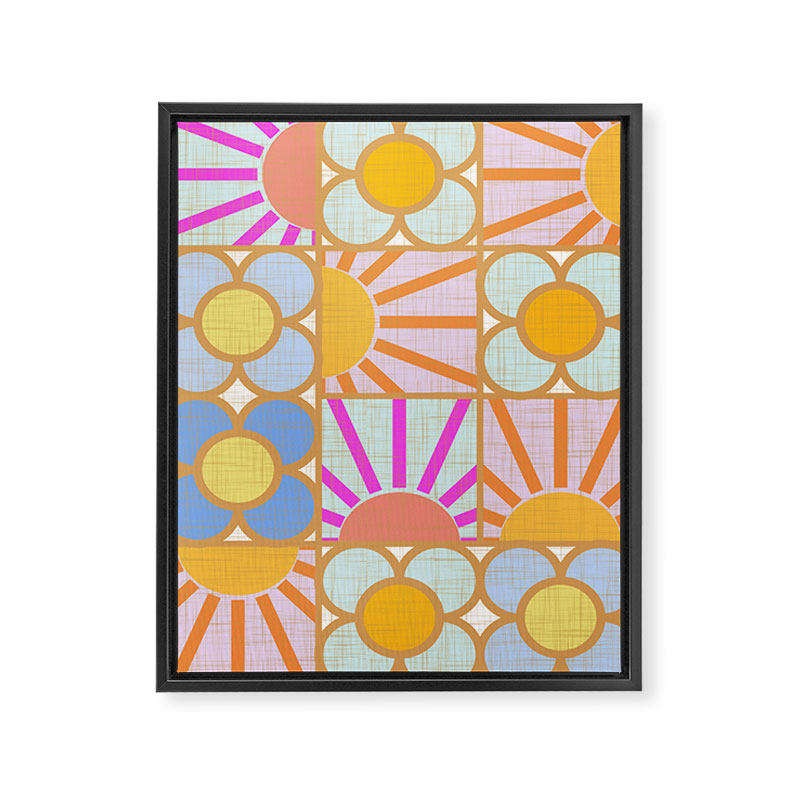 Sun and Blooms Patchwork Framed Canvas Print Gallery Image 8