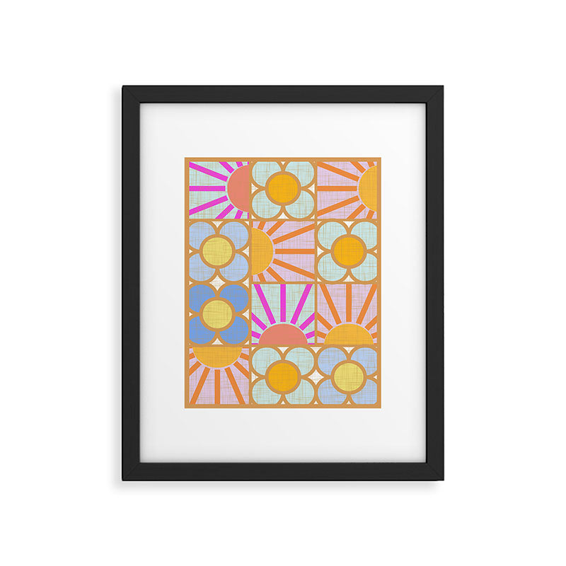 Sun and Blooms Patchwork Framed Art Print Gallery Image 6