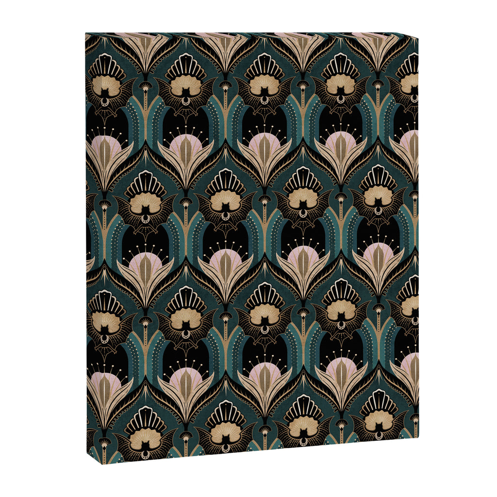 Art Deco Bats Teal, Gold, Pink Canvas Print Gallery Image 8