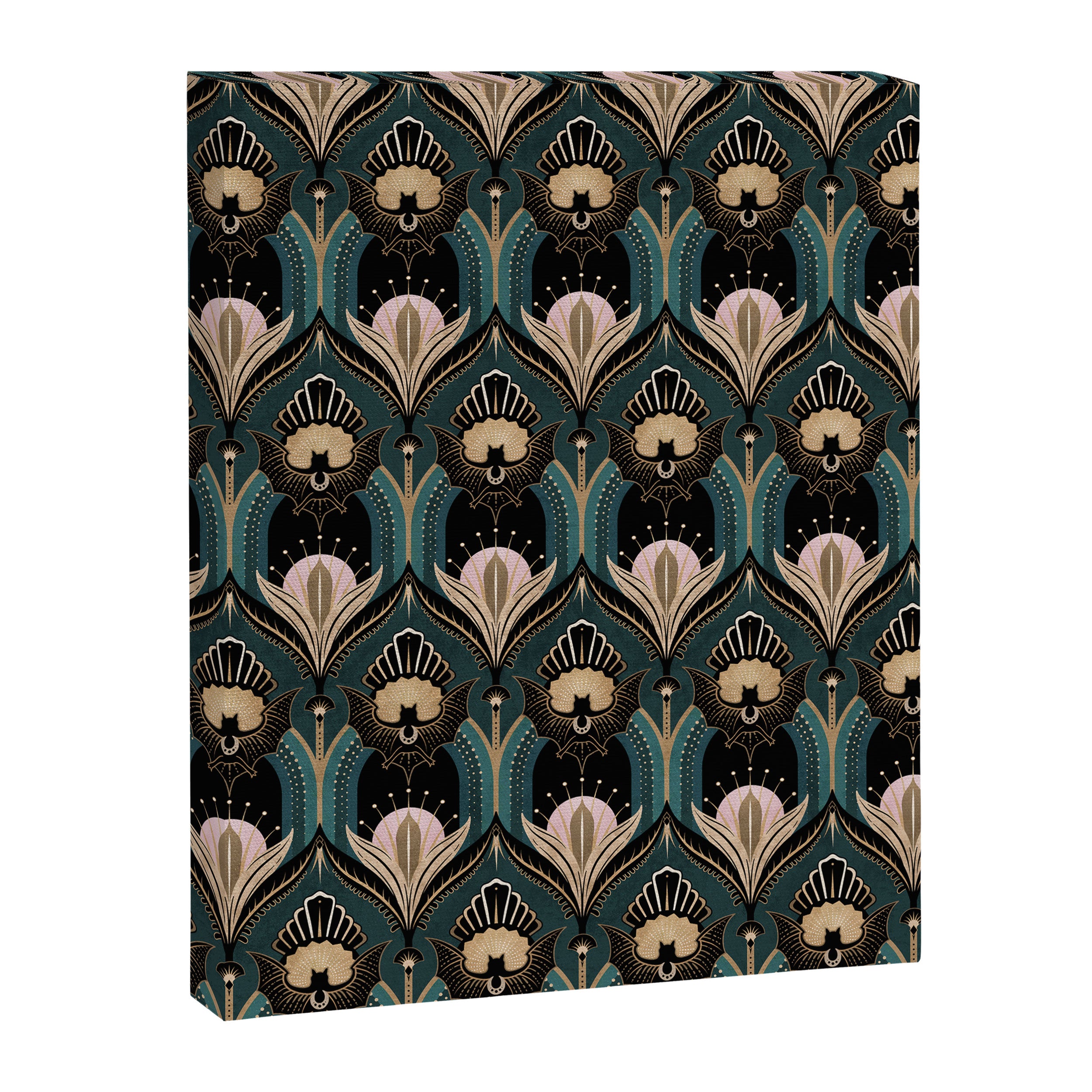 Art Deco Bats Teal, Gold, Pink Canvas Print Gallery Image 8
