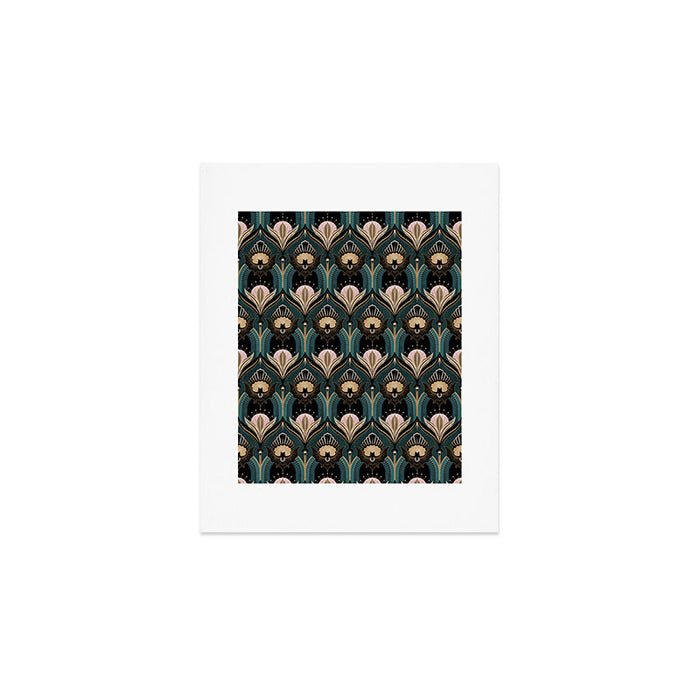 Art Deco Bats Teal, Gold, Pink Art Print Gallery Image 1