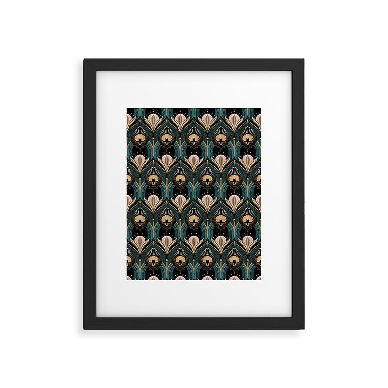 Art Deco Bats Teal, Gold, Pink Framed Art Print Gallery Image 6