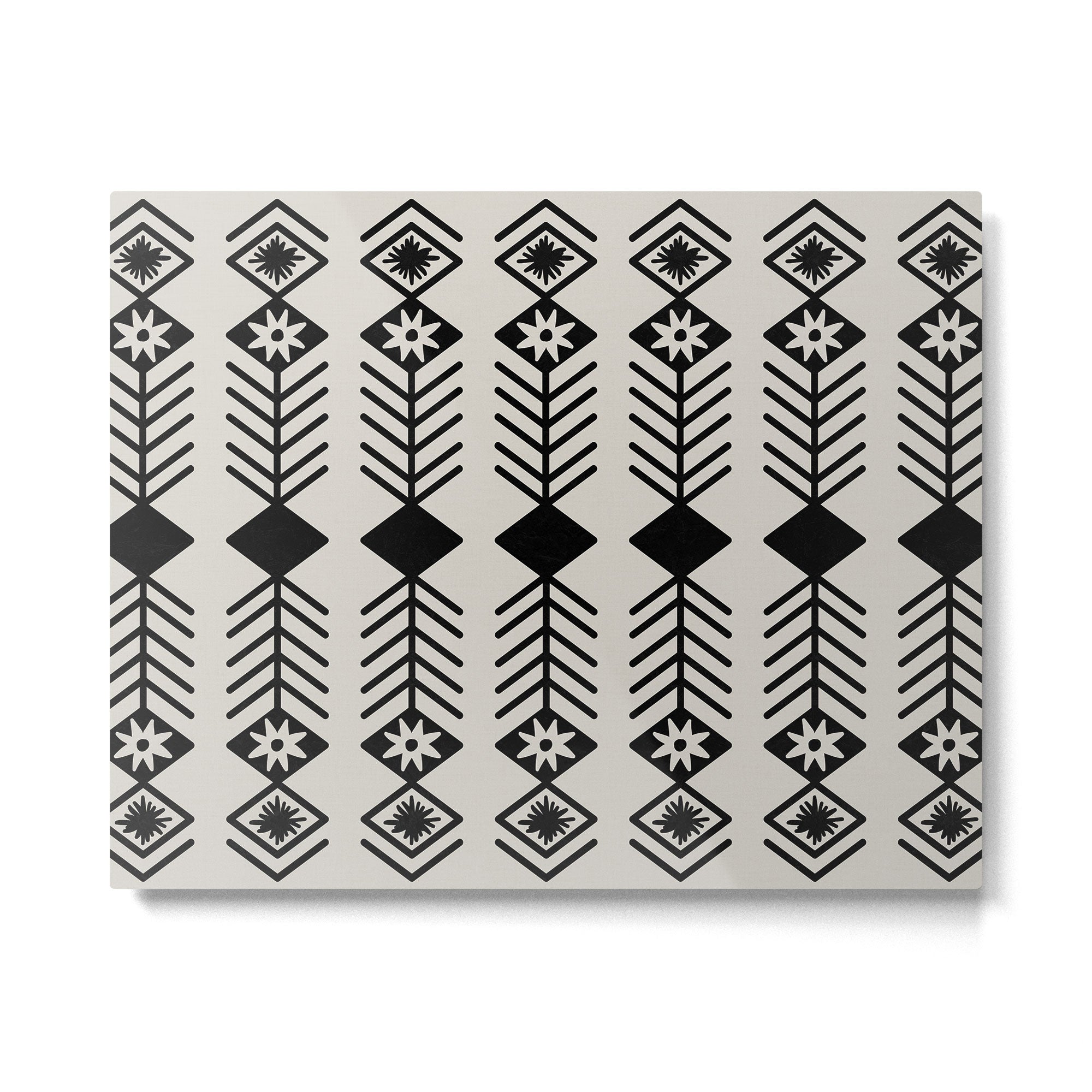 Black aztec lines and flowers on neutral Metal Print Gallery Image 6