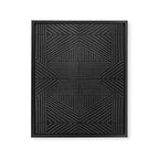 Charcoal grey line work on textured cloth - abstract geometric pattern Framed Canvas Print Gallery Image 8