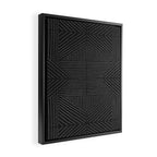 Charcoal grey line work on textured cloth - abstract geometric pattern Framed Canvas Print Gallery Image 2