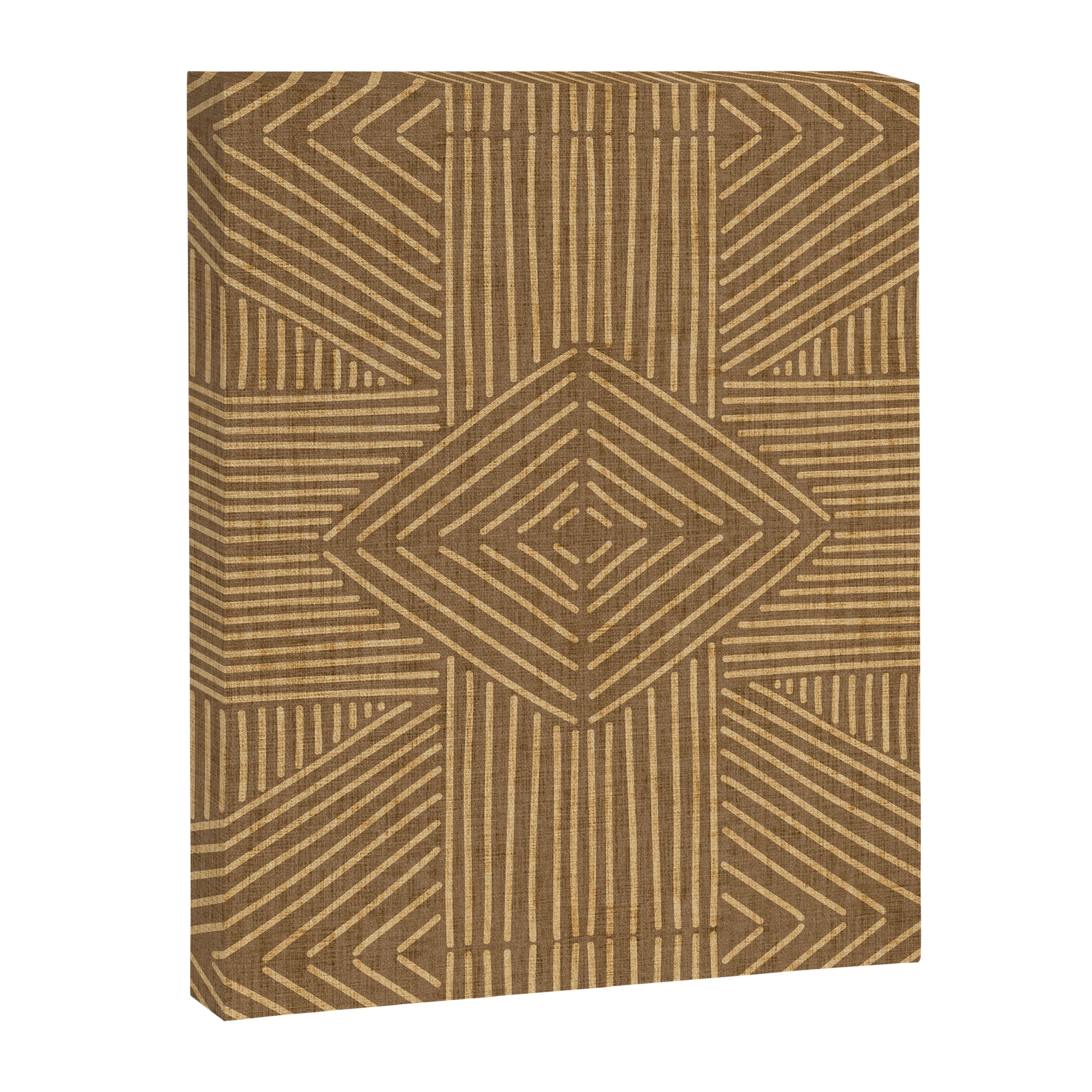 Golden ochre lines - textured abstract geometric Canvas Print Gallery Image 8