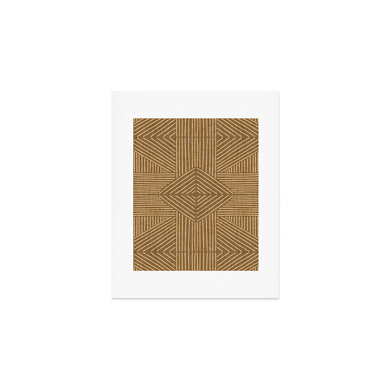 Golden ochre lines - textured abstract geometric Art Print Gallery Image 1
