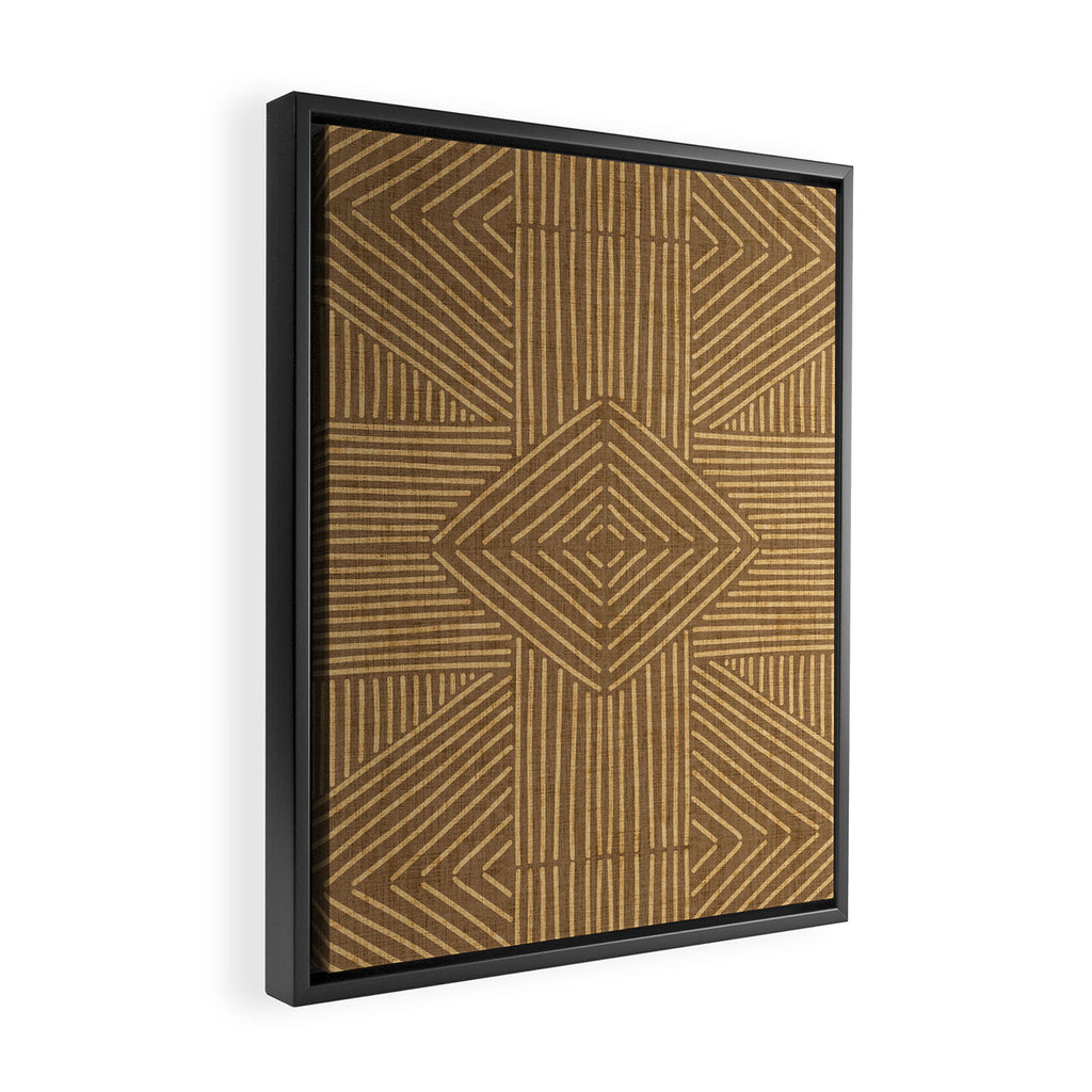 Golden ochre lines - textured abstract geometric Framed Canvas Print Gallery Image 2