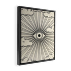 Radiant eye minimal sky scene with clouds - black lines on neutral Framed Canvas Print Gallery Image 2