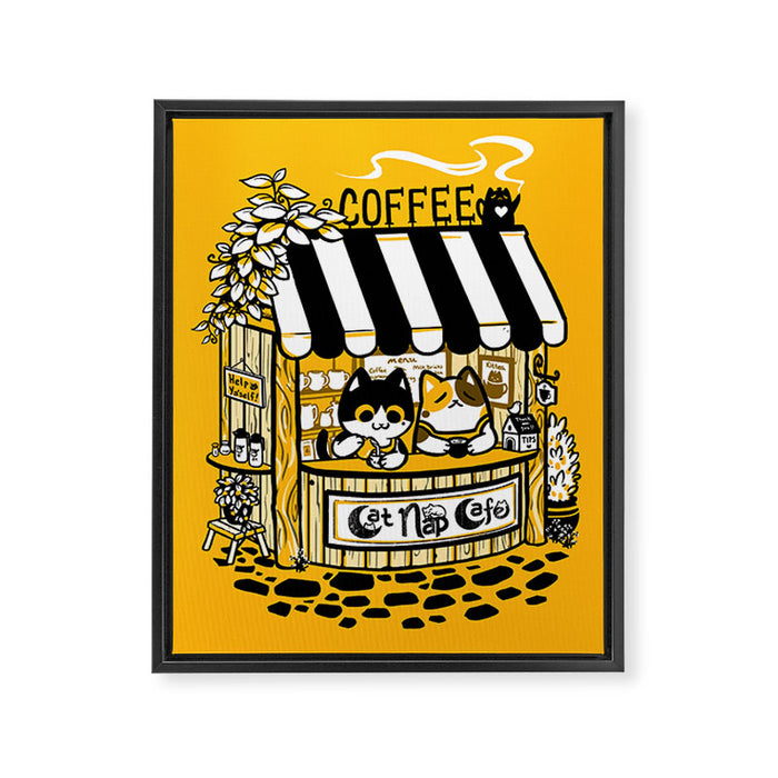 Cat Nap Cafe Framed Canvas Print Gallery Image 1