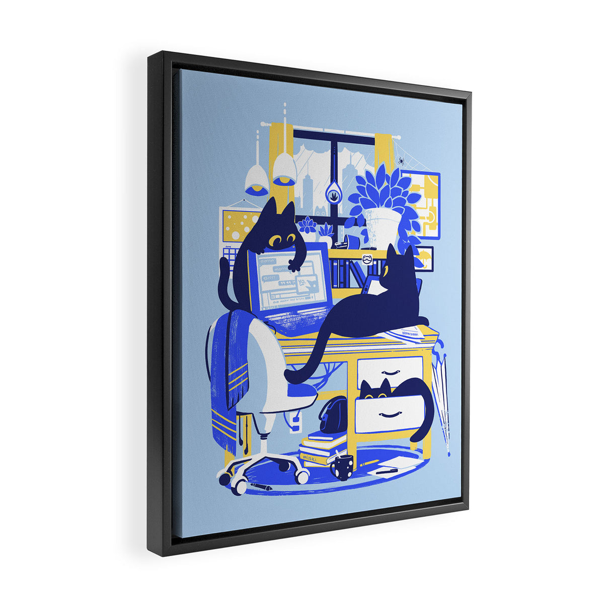 Working From Home Framed Canvas Print Gallery Image 2