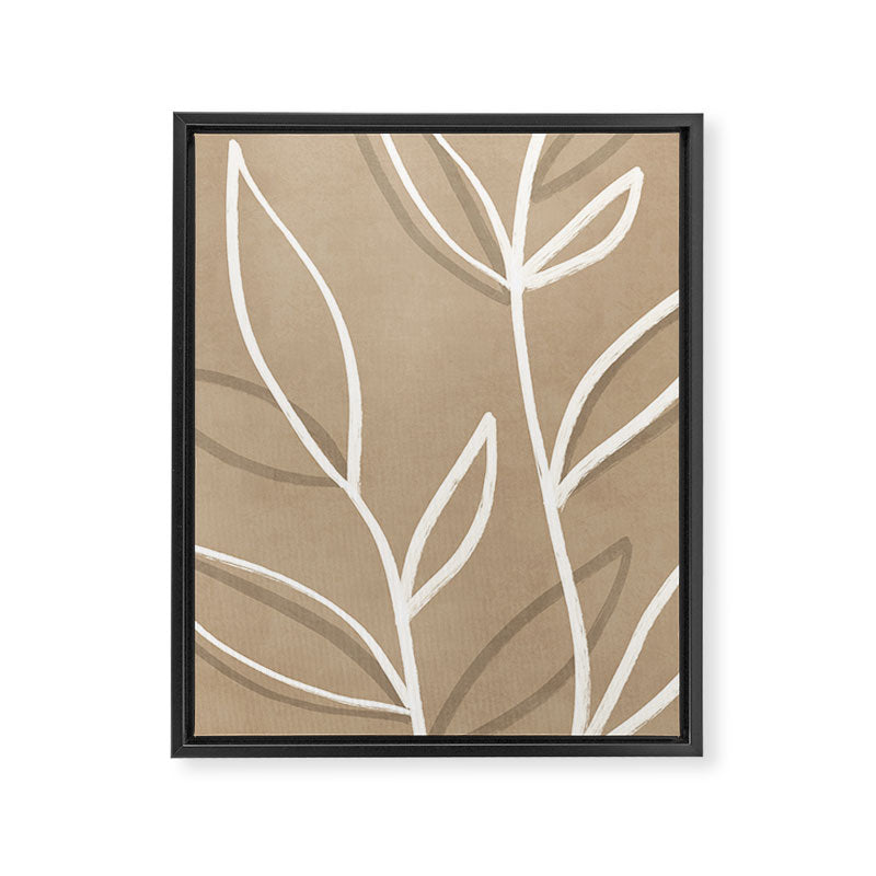 Abstract beige line art botanical Framed Canvas Print Gallery Image 6