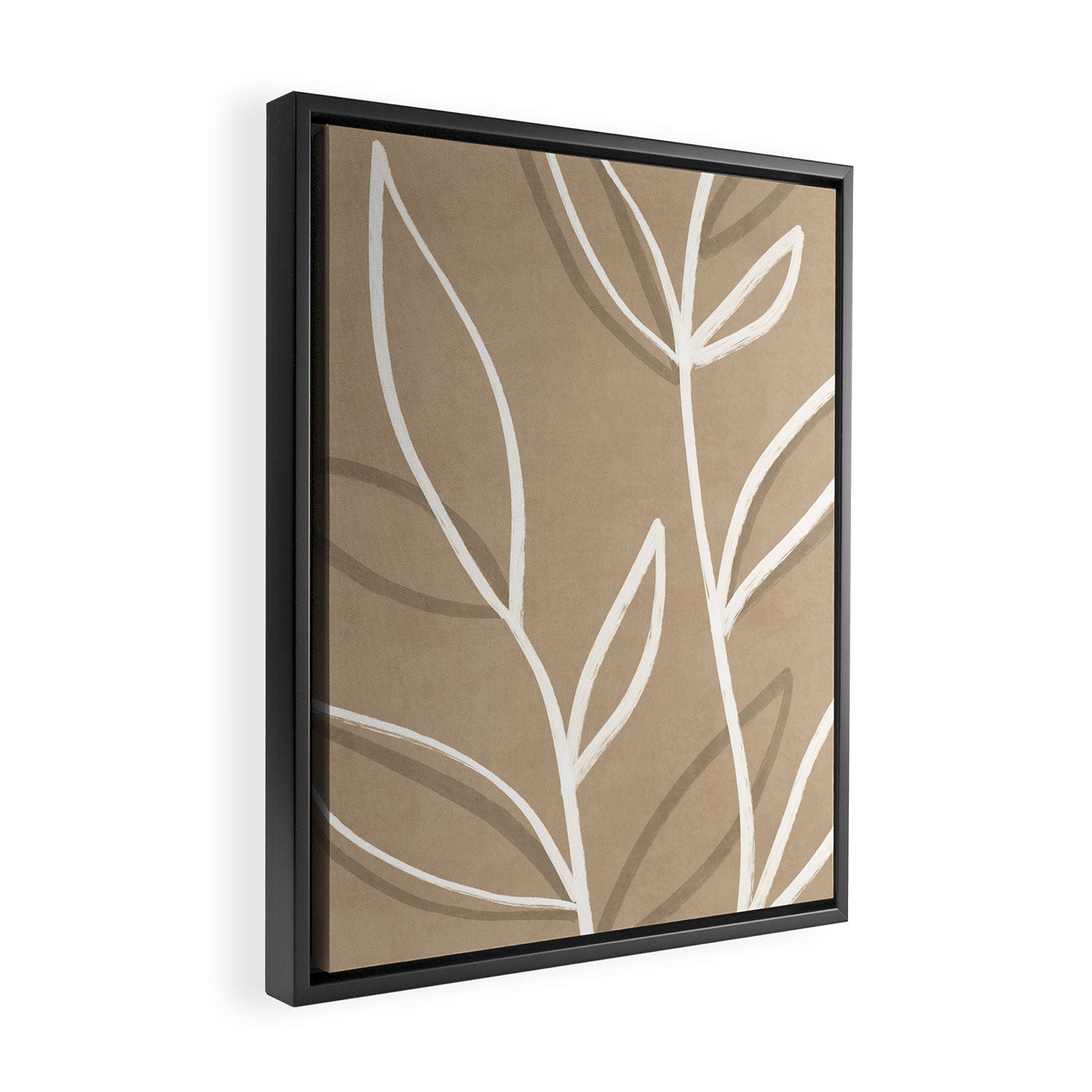 Abstract beige line art botanical Framed Canvas Print Gallery Image 2