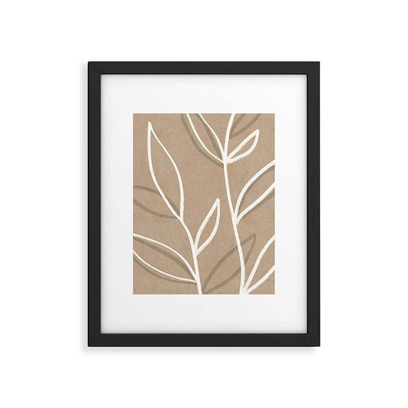 Abstract beige line art botanical Framed Art Print Gallery Image 5