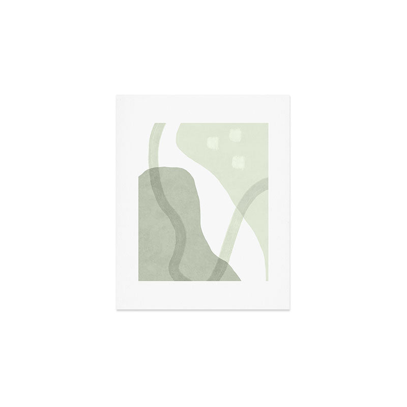 Green watercolor shapes Art Print Gallery Image 1