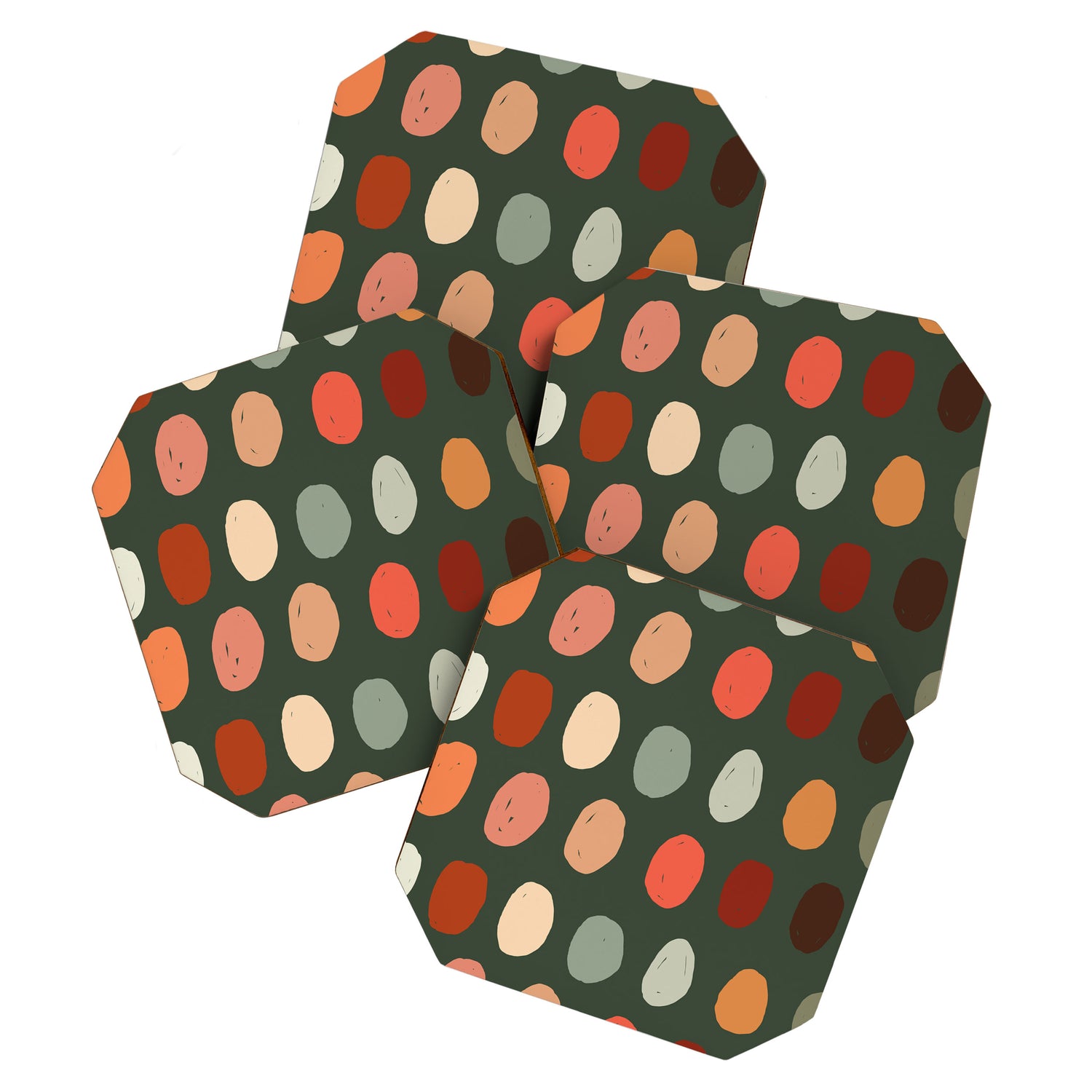 Hand drawn pastel dots pattern Coaster Gallery Image 1