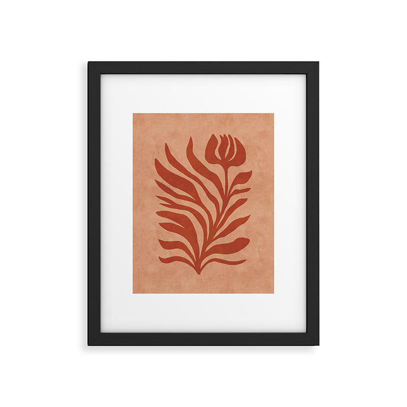 Maximalist wildflower in clay orange Framed Art Print Gallery Image 5
