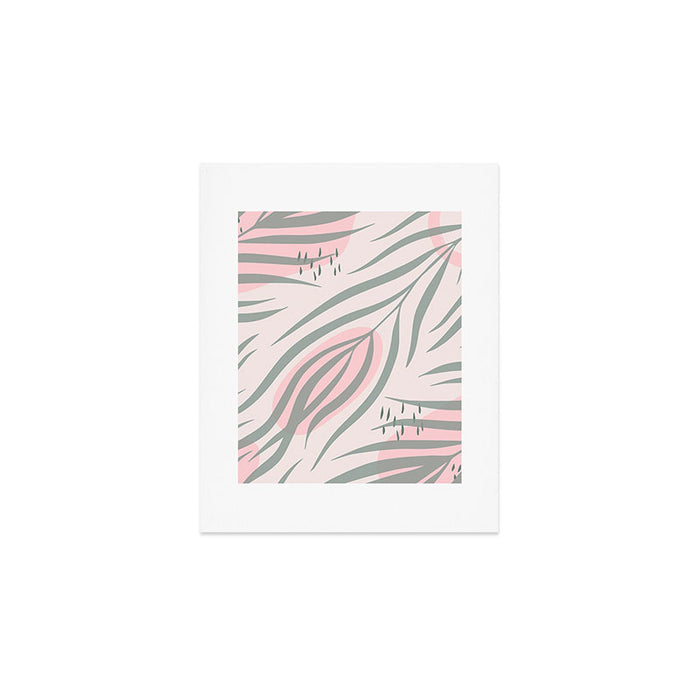 Pastel pink abstract leaf pattern Art Print Gallery Image 1