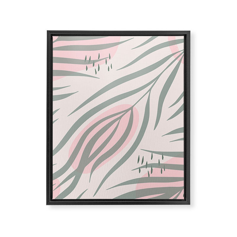 Pastel pink abstract leaf pattern Framed Canvas Print Gallery Image 8