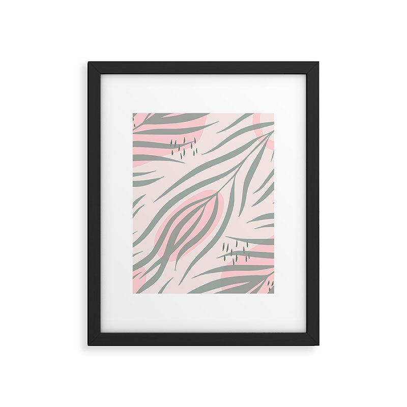 Pastel pink abstract leaf pattern Framed Art Print Gallery Image 6