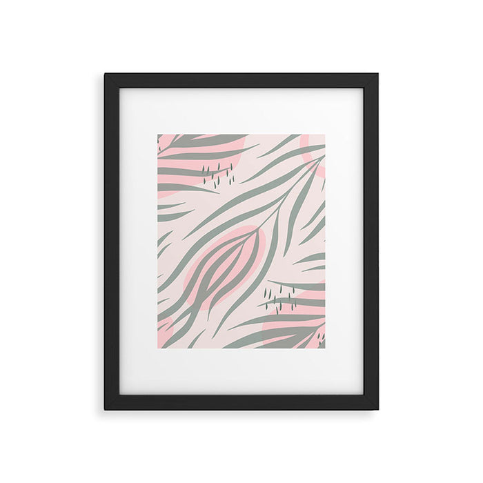 Pastel pink abstract leaf pattern Framed Art Print Gallery Image 1