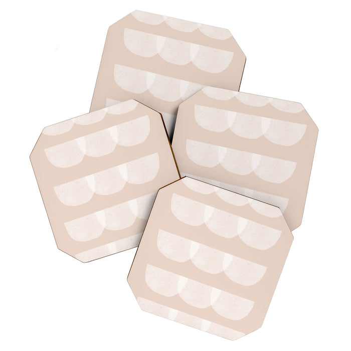 Pink & white geometric shapes pattern Coaster Gallery Image 1