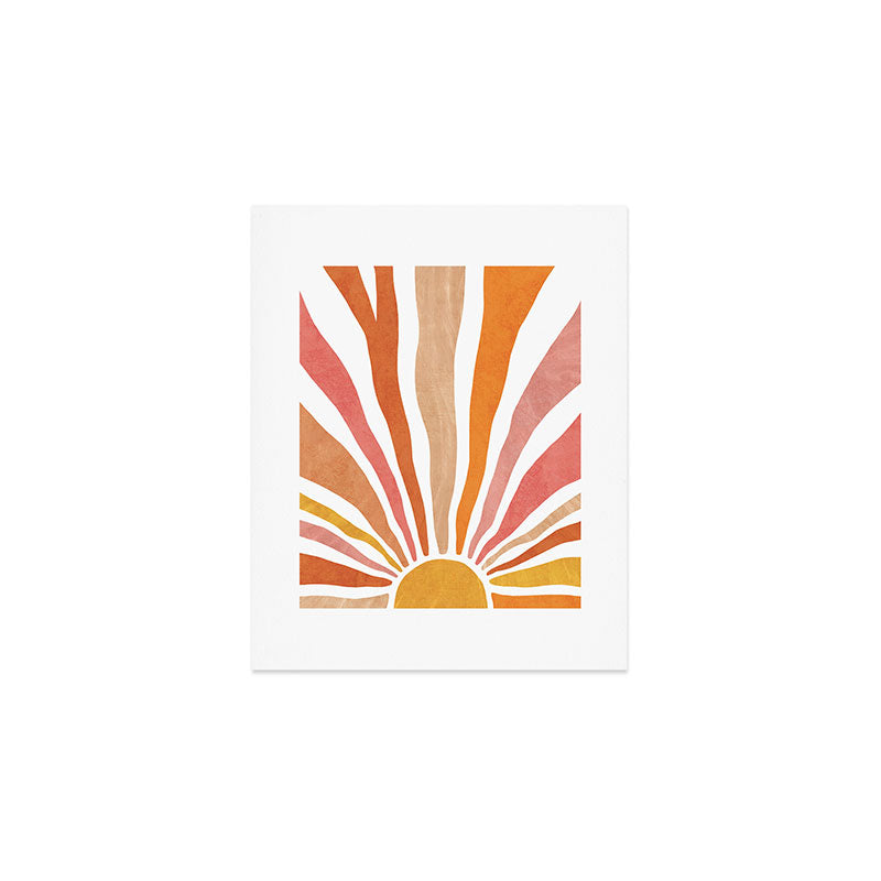 Retro abstract sun in pink, peach, yellow, orange Art Print Gallery Image 1