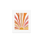 Retro abstract sun in pink, peach, yellow, orange Art Print Gallery Image 1