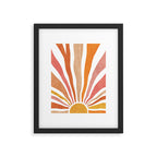 Retro abstract sun in pink, peach, yellow, orange Framed Art Print Gallery Image 5