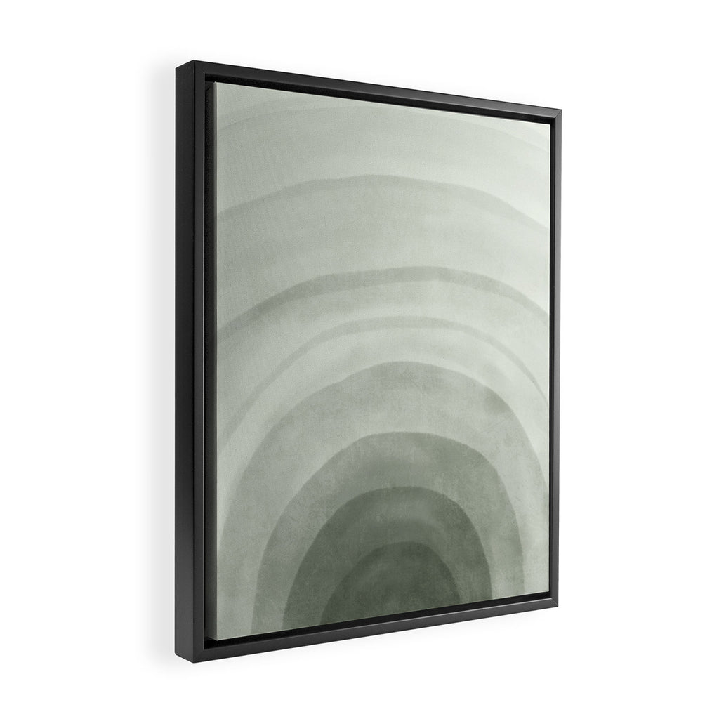 Sage green abstract watercolor rainbow Framed Canvas Print Gallery Image 2
