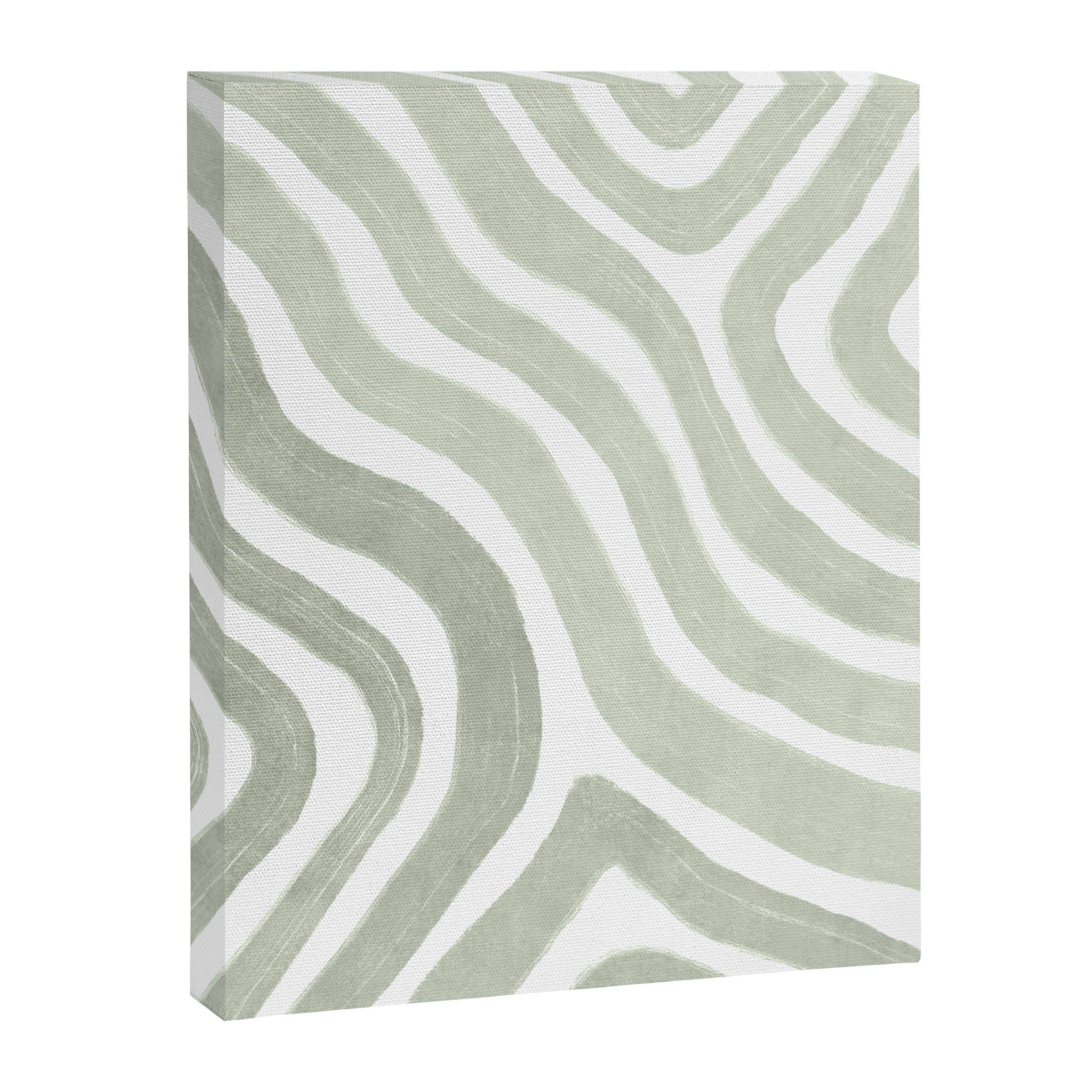 Sage green flow lines Canvas Print Gallery Image 3