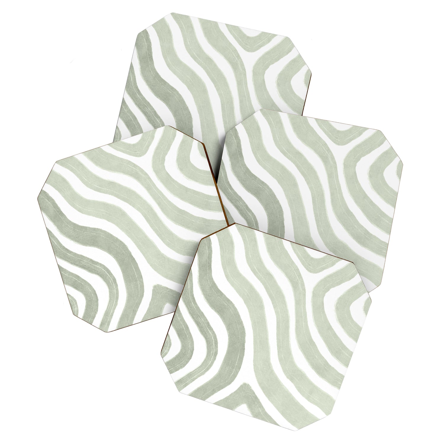 Sage green flow lines Coaster Gallery Image 1