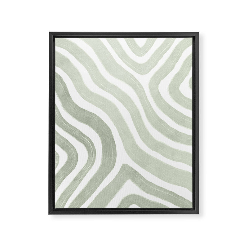 Sage green flow lines Framed Canvas Print Gallery Image 3