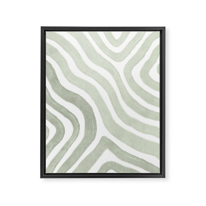 Sage green flow lines Framed Canvas Print Gallery Image 1