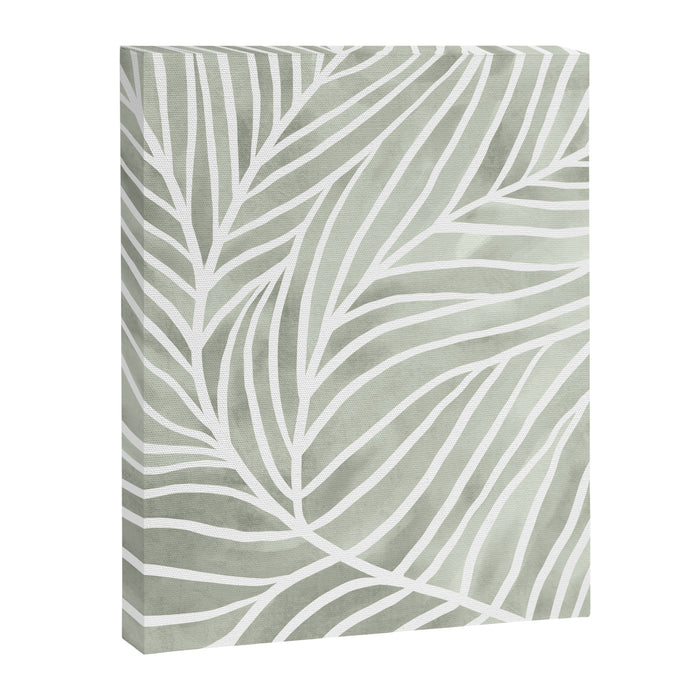 Sage green leaf line art Canvas Print Gallery Image 1