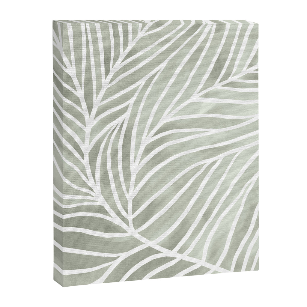 Sage green leaf line art Canvas Print Gallery Image 6