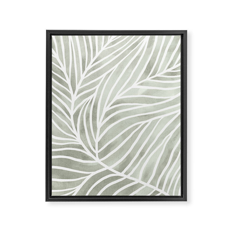 Sage green leaf line art Framed Canvas Print Gallery Image 6