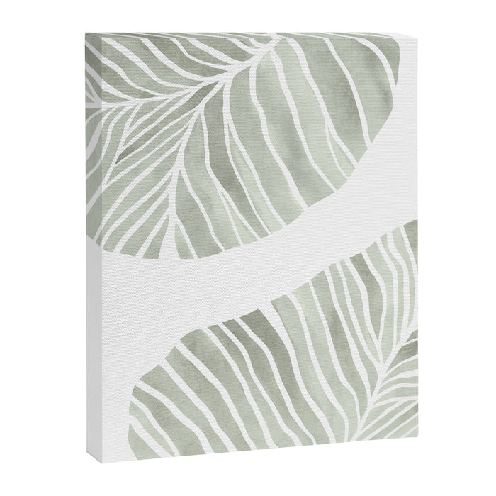 Sage green tropical leaves Canvas Print Gallery Image 1