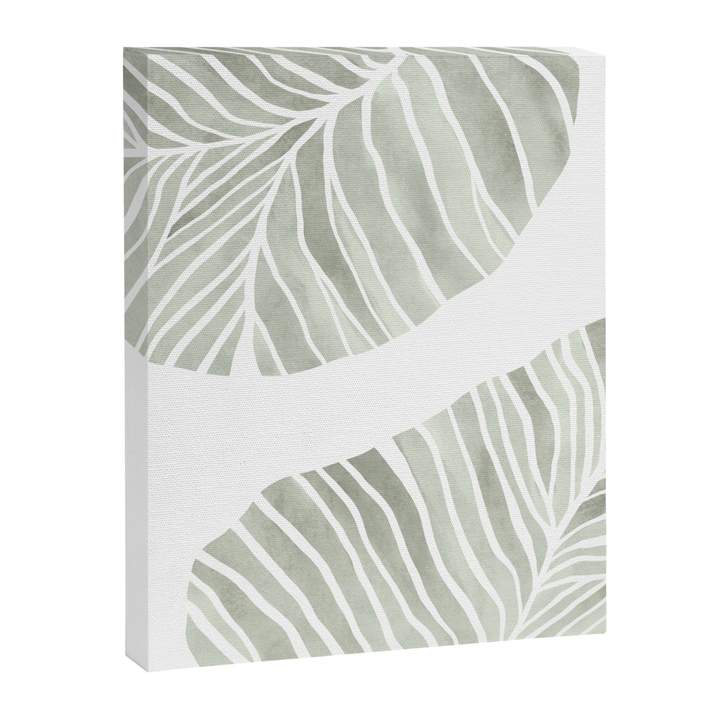 Sage green tropical leaves Canvas Print Gallery Image 6