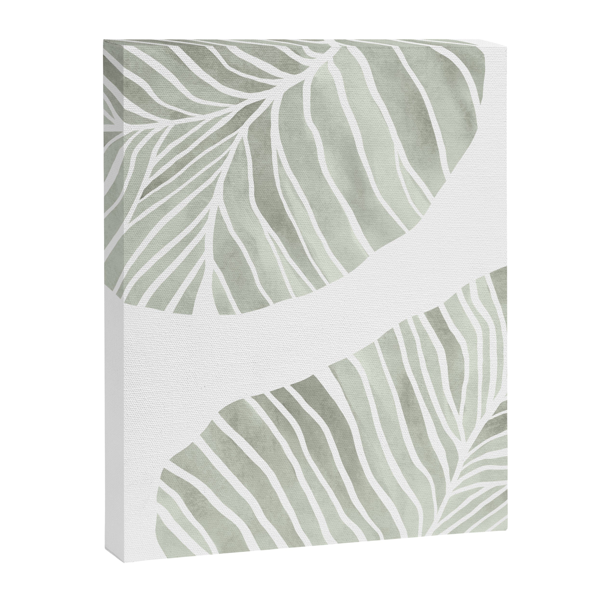 Sage green tropical leaves Canvas Print Gallery Image 6