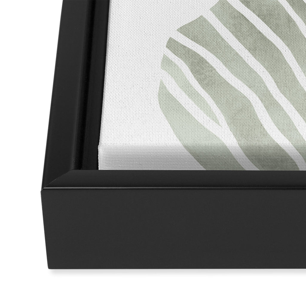 Sage green tropical leaves Framed Canvas Print Gallery Image 3