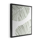 Sage green tropical leaves Framed Canvas Print Gallery Image 2