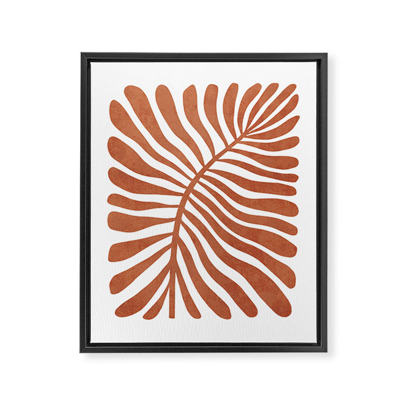 Terracotta abstract leaf Framed Canvas Print Gallery Image 6