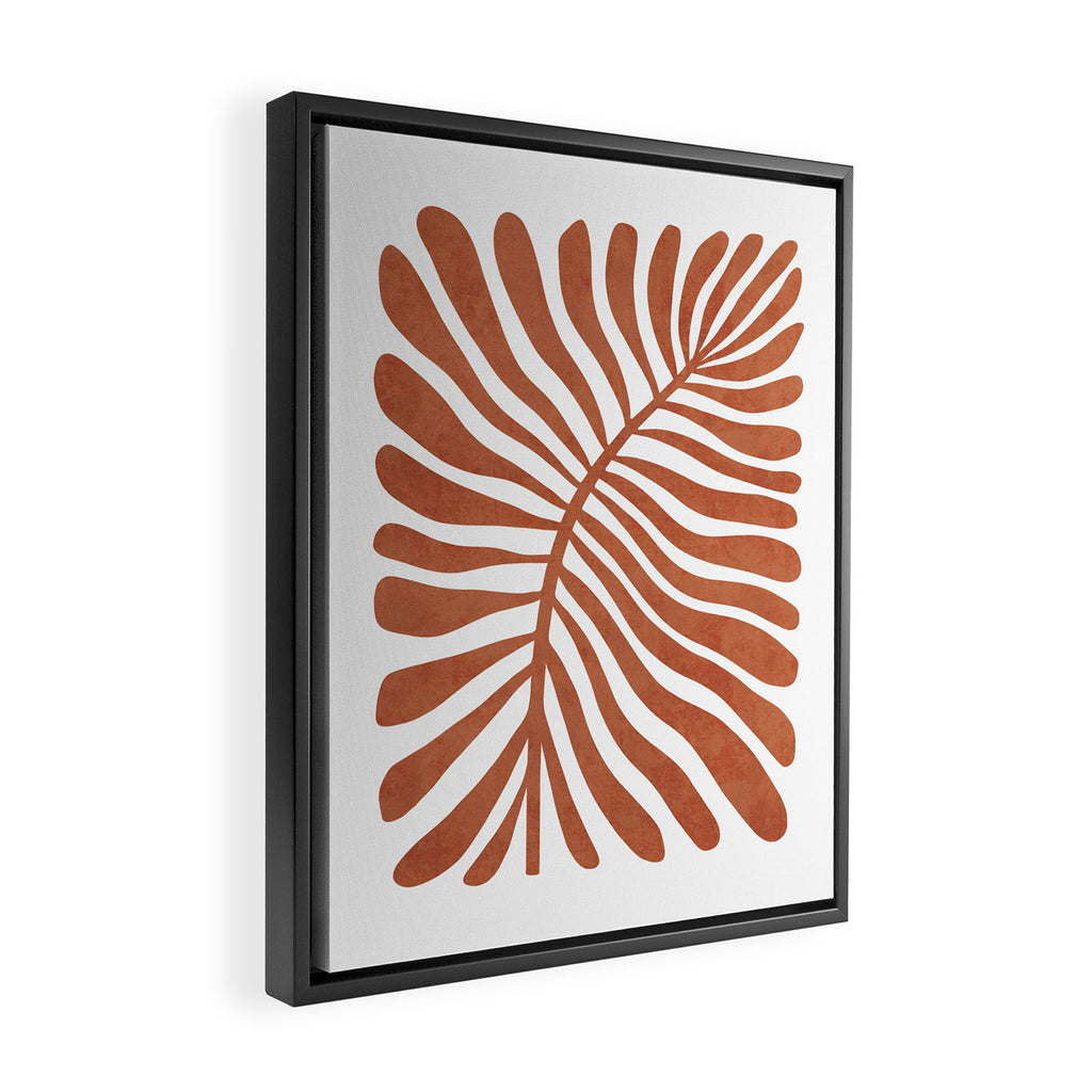 Terracotta abstract leaf Framed Canvas Print Gallery Image 2