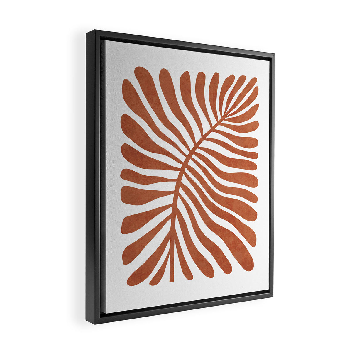 Terracotta abstract leaf Framed Canvas Print Gallery Image 2