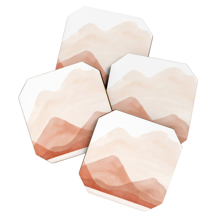 Warm watercolor abstract landscape Coaster Gallery Image 1